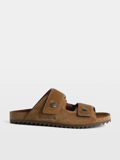 Zadig & Voltaire Santa Fe Logo-detail Sandals In Brown