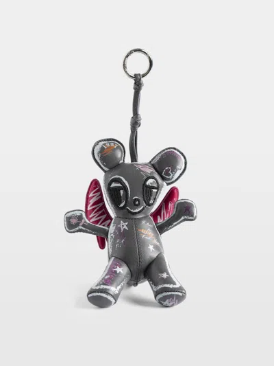 Zadig & Voltaire Womens Road Sassy Mouse Leather Keychain In Metallic
