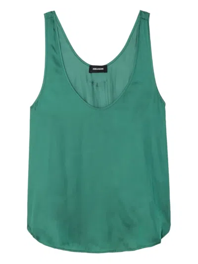 Zadig & Voltaire Satin-effect Sleeveless Top In Green
