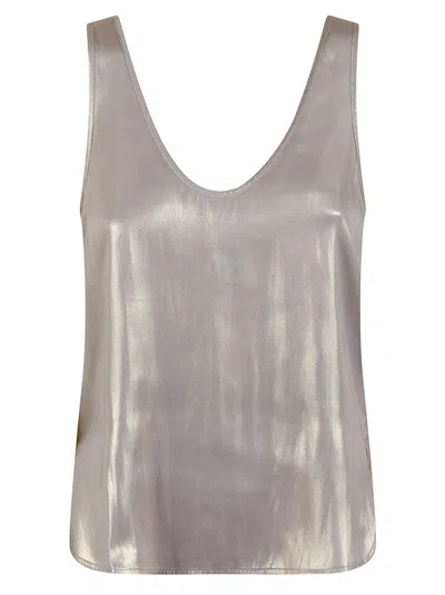 ZADIG & VOLTAIRE ZADIG & VOLTAIRE SATIN-FINISH SLEEVELESS TOP WITH DEEP V-NECKLINE