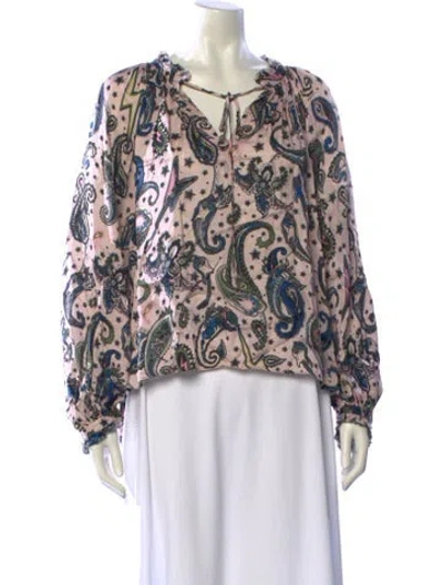 Pre-owned Zadig & Voltaire Satin Printed Blouse In Pink