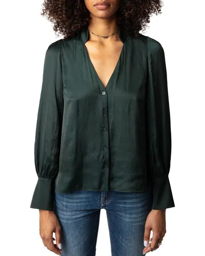 Zadig & Voltaire Satin Shirt In Green
