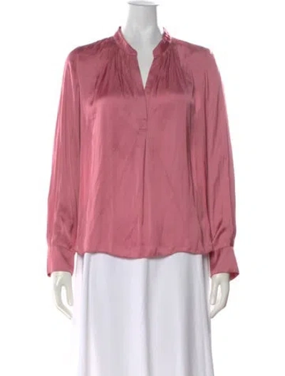 Pre-owned Zadig & Voltaire Satin V-neck Blouse In Pink