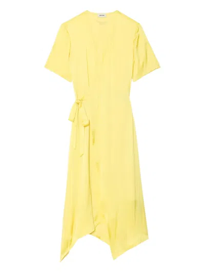 Zadig & Voltaire Reforme Satin Dress In Yellow