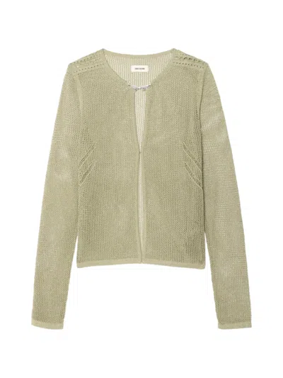 Zadig & Voltaire Saya Open-knit Cardigan In Green