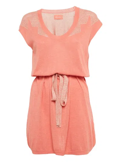 Pre-owned Zadig & Voltaire Scoop-neck Short-sleeve Dress In Pink