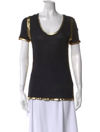 Pre-owned Zadig & Voltaire Scoop Neck Short Sleeve T-shirt W/ Tags In Black