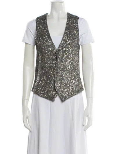 Pre-owned Zadig & Voltaire Sequin Printed Vest In Black