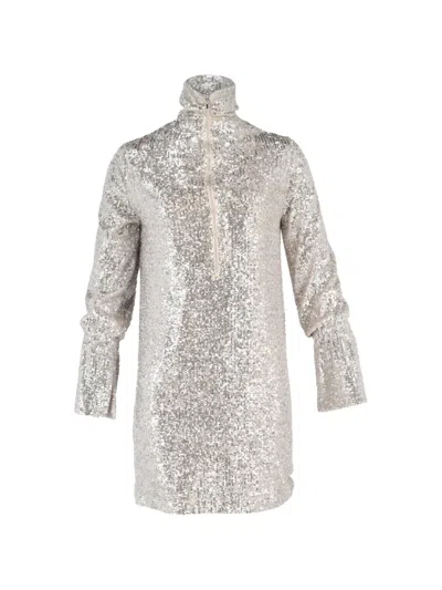 Pre-owned Zadig & Voltaire Sequined Long-sleeves Dress In Silver