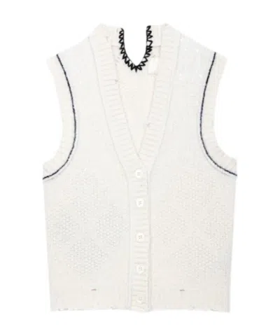 Zadig & Voltaire Sequin-embellished Chunky-knit Vest In Off White