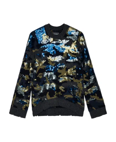 Zadig & Voltaire Sequin-embellished Merino-wool Jumper In Black