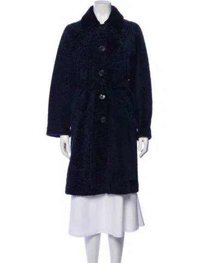 Pre-owned Zadig & Voltaire Shearling Fur Coat In Blue