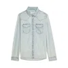 Zadig & Voltaire Saby Studded Denim Button-up Shirt In Blue