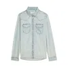 Zadig & Voltaire Womens Light Blue Saby Flap-pocket Denim Shirt In Blue
