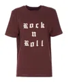 Zadig & Voltaire Crewneck Graphic Print Rock N Roll Beaded Top In Burgundy