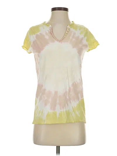 Pre-owned Zadig & Voltaire Short Sleeve Top Yellow Tie-dye Pattern V Neck Tops