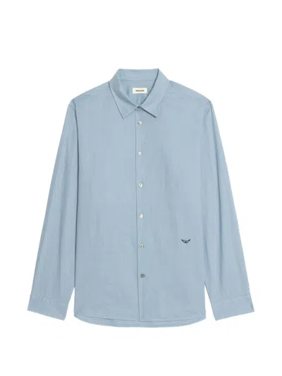 Zadig & Voltaire Sid Embroidered-logo Shirt In Brown