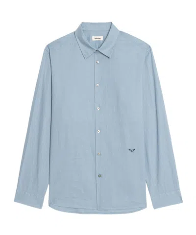 Zadig & Voltaire Sid Embroidered-logo Shirt In Brown