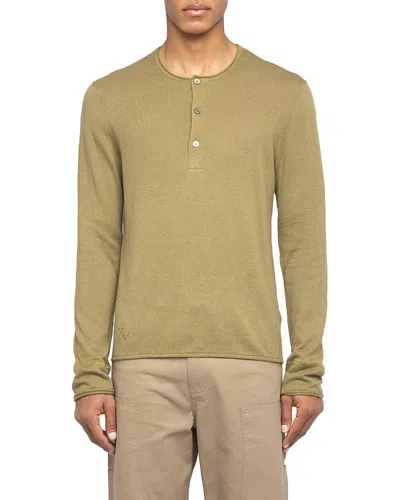 Zadig & Voltaire Signature Regular Fit Linen Henley In Green