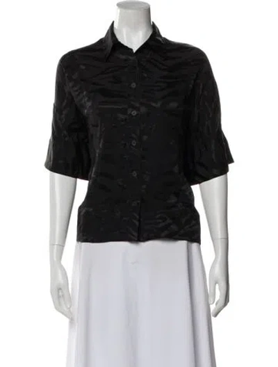 Pre-owned Zadig & Voltaire Silk Animal Print Blouse In Black