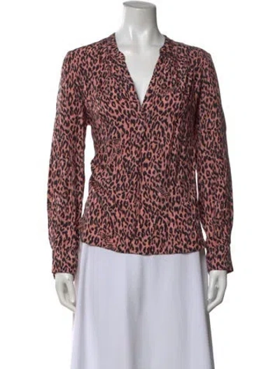 Pre-owned Zadig & Voltaire Silk Animal Print Blouse In Pink