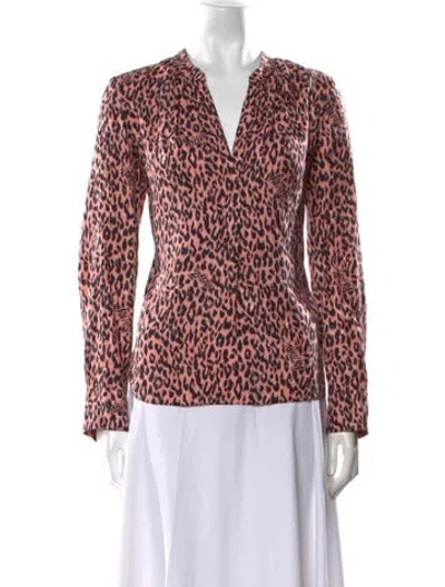 Pre-owned Zadig & Voltaire Silk Animal Print Blouse In Pink