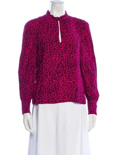 Pre-owned Zadig & Voltaire Silk Animal Print Blouse In Pink