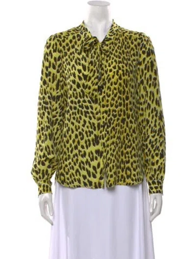 Pre-owned Zadig & Voltaire Silk Animal Print Blouse In Yellow