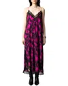 Zadig & Voltaire Ristyl X-ray Print Crepe De Chine Maxi Slip Dress In Black