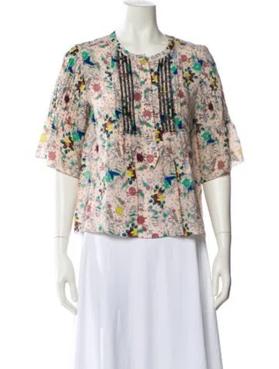 Pre-owned Zadig & Voltaire Silk Floral Print Blouse In Blue
