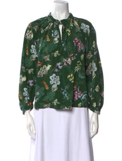 Pre-owned Zadig & Voltaire Silk Floral Print Blouse In Green