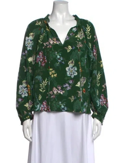 Pre-owned Zadig & Voltaire Silk Floral Print Blouse In Green
