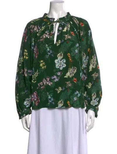Pre-owned Zadig & Voltaire Silk Floral Print Blouse In Green