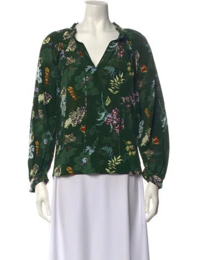 Pre-owned Zadig & Voltaire Silk Floral Print Blouse In Green