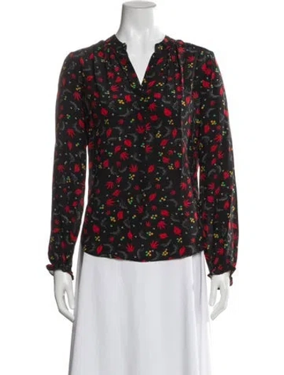 Pre-owned Zadig & Voltaire Silk Floral Print Blouse In Multi