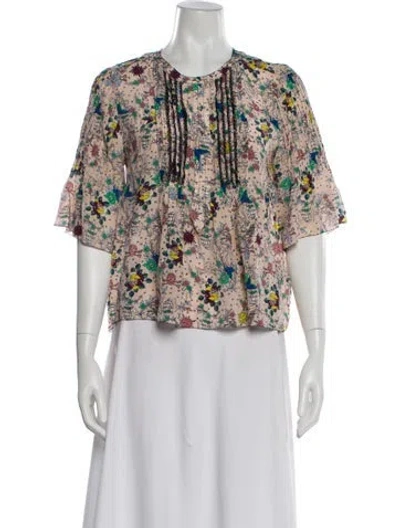 Pre-owned Zadig & Voltaire Silk Floral Print Blouse In Pink