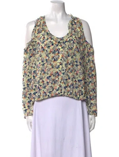 Pre-owned Zadig & Voltaire Silk Floral Print Blouse In Yellow