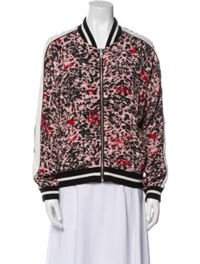 Pre-owned Zadig & Voltaire Silk Floral Print Bomber Jacket In Multi
