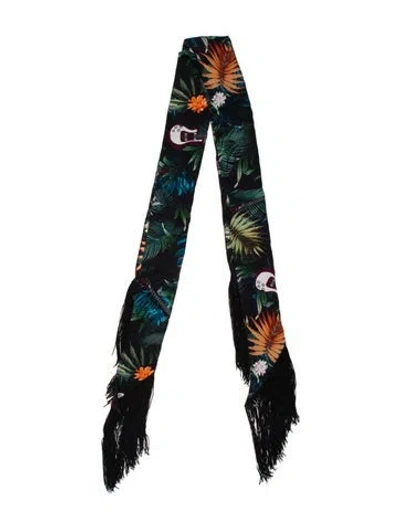 Pre-owned Zadig & Voltaire Silk Floral Print Scarf In Black