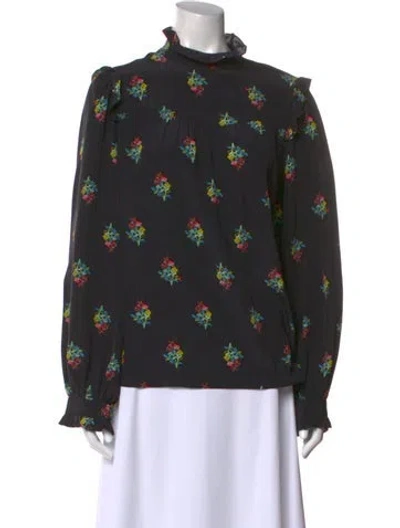 Pre-owned Zadig & Voltaire Silk Floral Print Sweatshirt In Black