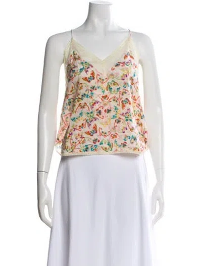 Pre-owned Zadig & Voltaire Silk Floral Print Top In Neutral