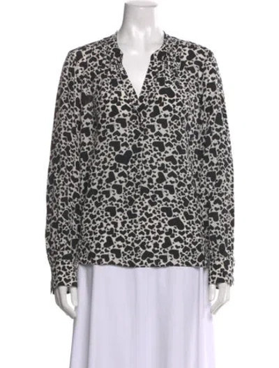 Pre-owned Zadig & Voltaire Silk Graphic Print Blouse In Black