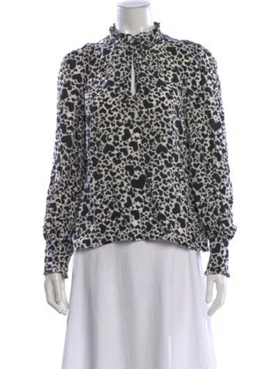 Pre-owned Zadig & Voltaire Silk Graphic Print Blouse In Black