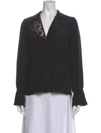 Pre-owned Zadig & Voltaire Silk Graphic Print Blouse In Gray