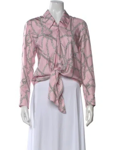 Pre-owned Zadig & Voltaire Silk Graphic Print Blouse In Pink