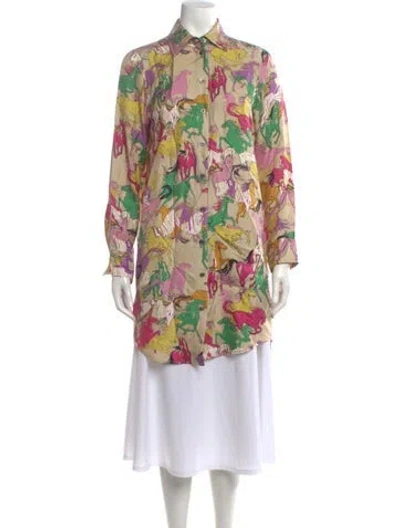 Pre-owned Zadig & Voltaire Silk Graphic Print Button-up Top In Neutral