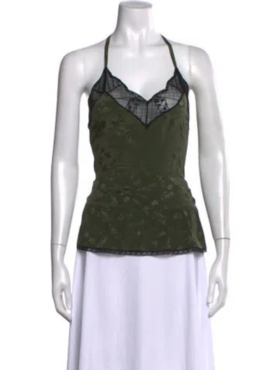 Pre-owned Zadig & Voltaire Silk Graphic Print Top In Green