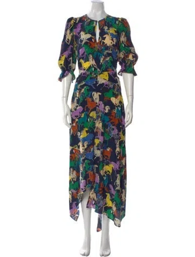 Pre-owned Zadig & Voltaire Silk Long Dress In Blue