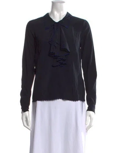 Pre-owned Zadig & Voltaire Silk Long Sleeve Blouse In Blue