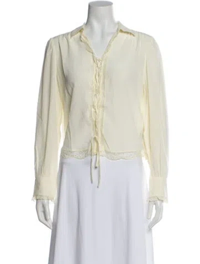 Pre-owned Zadig & Voltaire Silk Long Sleeve Blouse In Neutrals